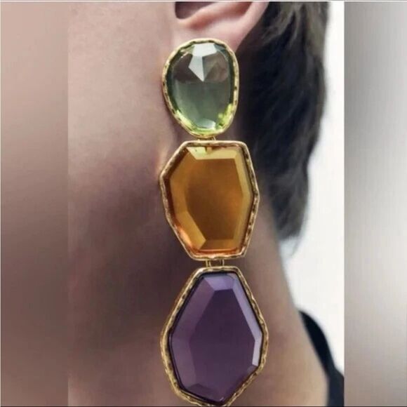 Multicolor Geometric Earrings A1151 - Picture 3 of 4